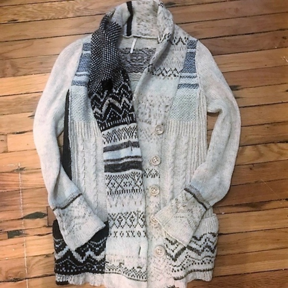 Free People | Wool Blend Patterned Cardigan size S